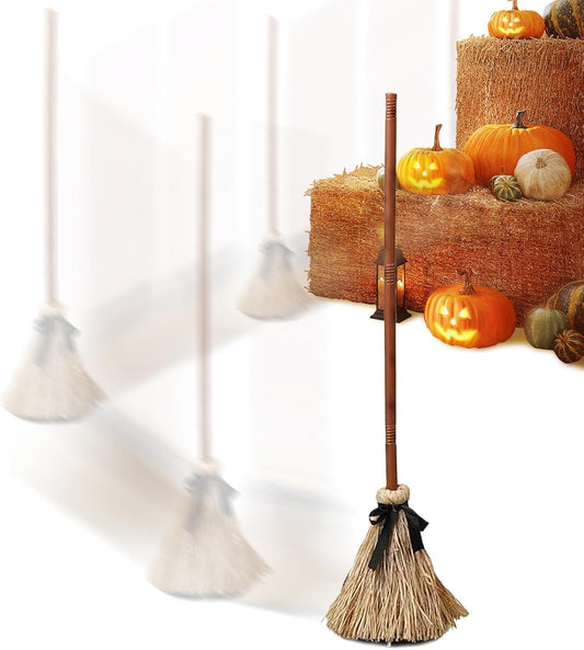 Floating Witch Broom Halloween Decor, Spooky Dancing Witch Broom with Creepy Sounds, Animated Moving Brooms Magicals Halloween Prop for Party Decoration